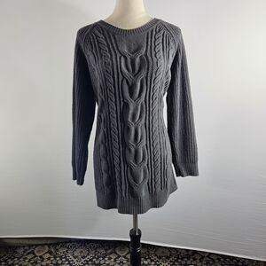 J. Jill Charcoal Cable Knit Pullover Size L.